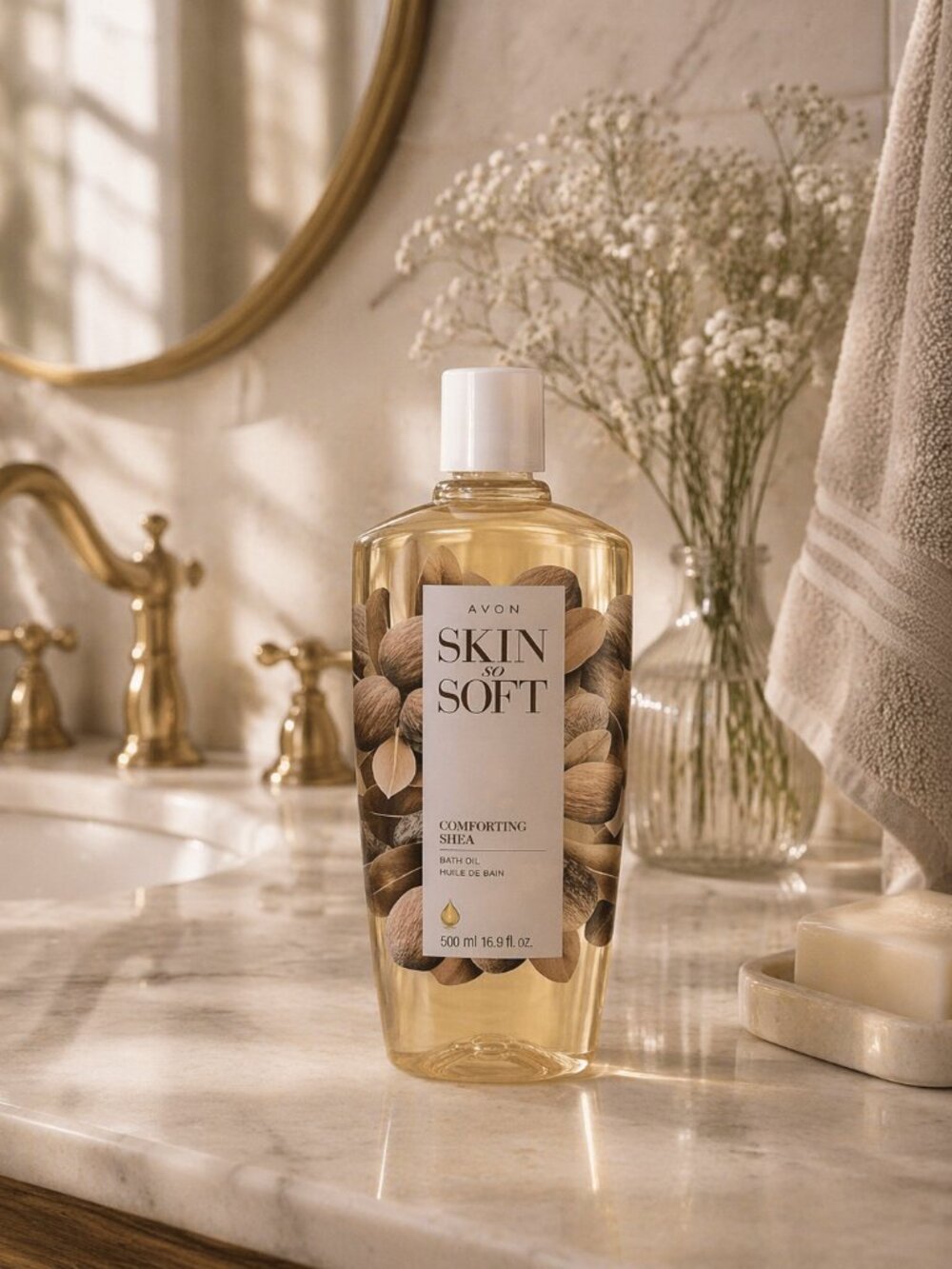 Avon Skin So Soft Comforting Shea Butter Bath Oil Moisturizing Body Oil 16.9 oz